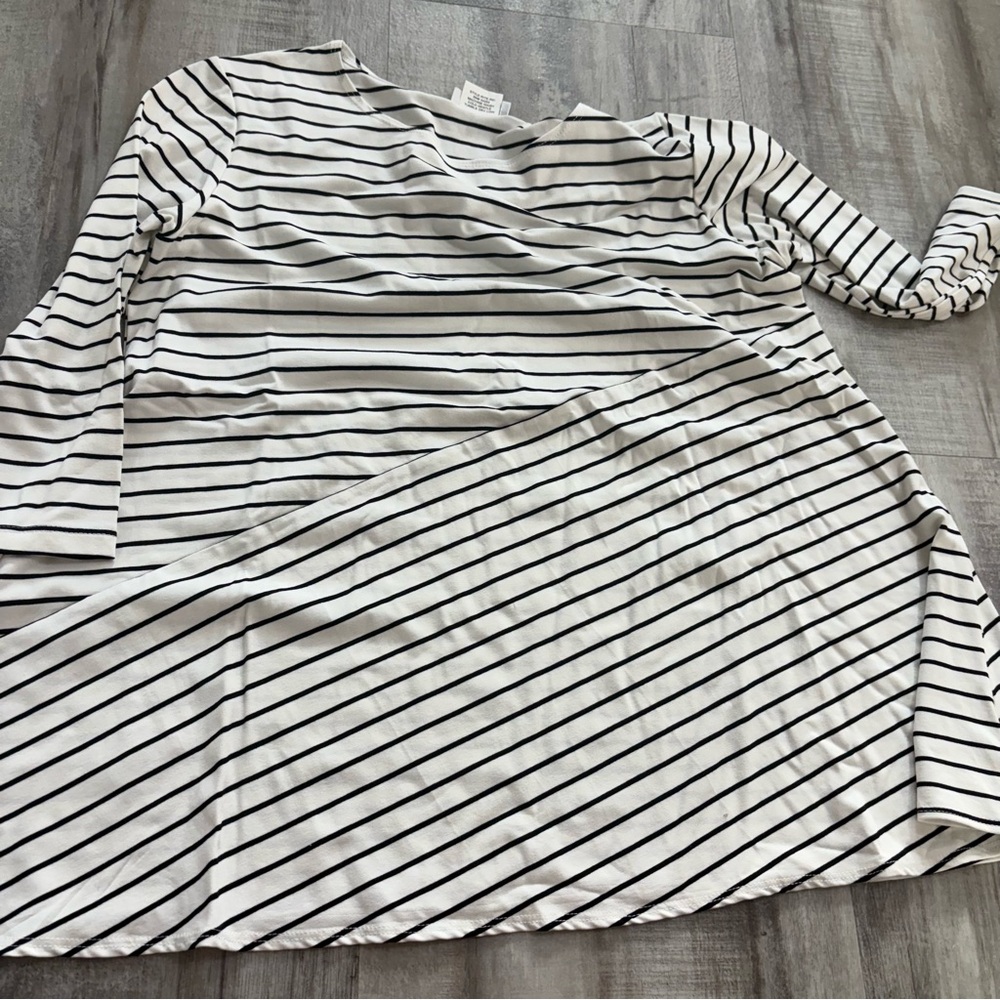 All Hours Black White Stripe Shirt XL